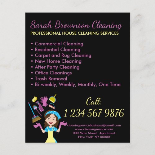 Black Janitorial Maid House Cleaning Flyer