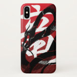 Black Japanese Dragon Red Background iPhone X Case