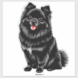 Black Japanese Spitz pomeranian kawaii dog Sticker