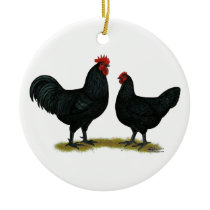 Black Java Chickens Ceramic Ornament