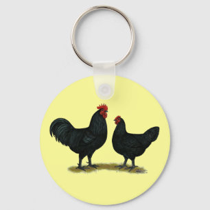 Black Java Chickens Keychain