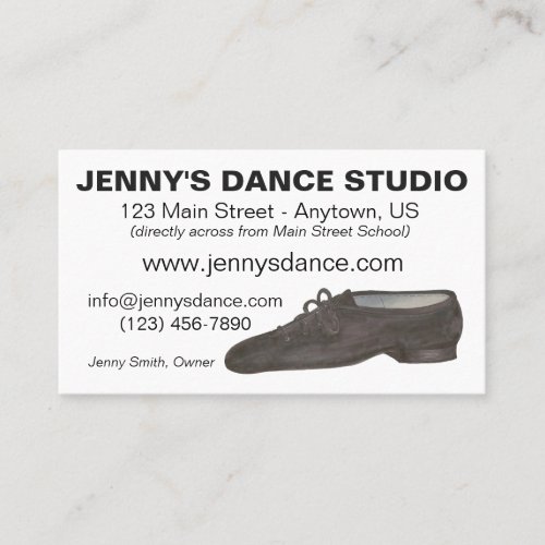 Black Jazz Dance Shoe Studio Teacher Choreographer Business Card