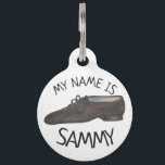 Black Jazz Dance Shoe Teacher Choreographer Dancer Pet ID Tag<br><div class="desc">Pet tag design features an original illustration of a black leather jazz dance shoe. Just personalize with the name of your dog or cat. Lots of coordinating pet products are also available from this shop! Don't see exactly what you're looking for? Contact Rebecca to have a product customized just for...</div>