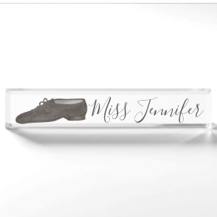 Black Jazz Shoe Dance Teacher Instructor Desk Name Plate