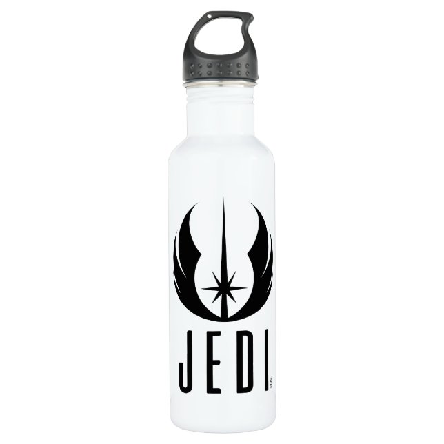 Black Jedi Symbol Stainless Steel Water Bottle (Front)