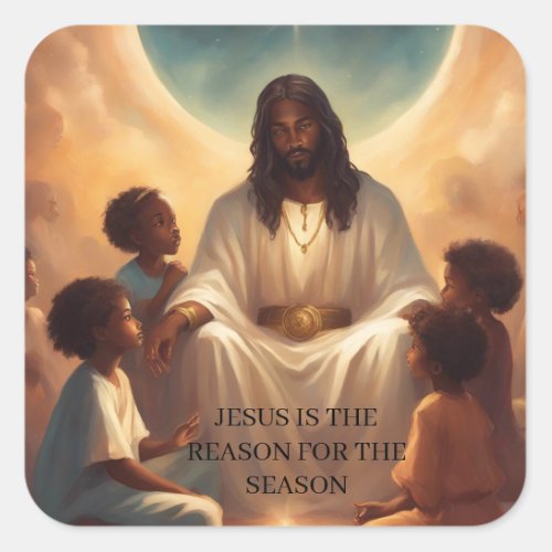 Black Jesus African American Christmas Sticker