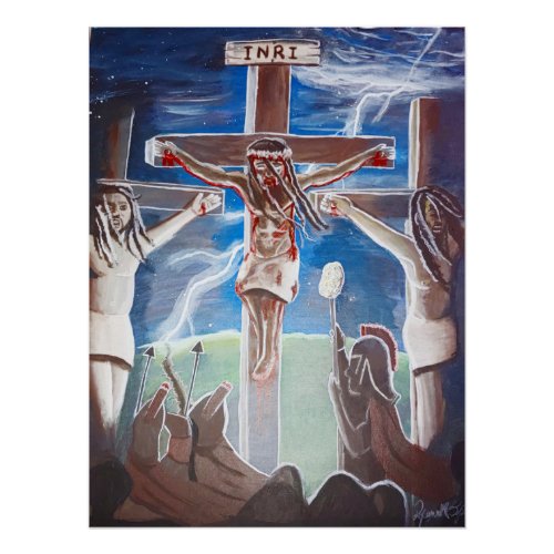 Black Jesus Crucified Poster