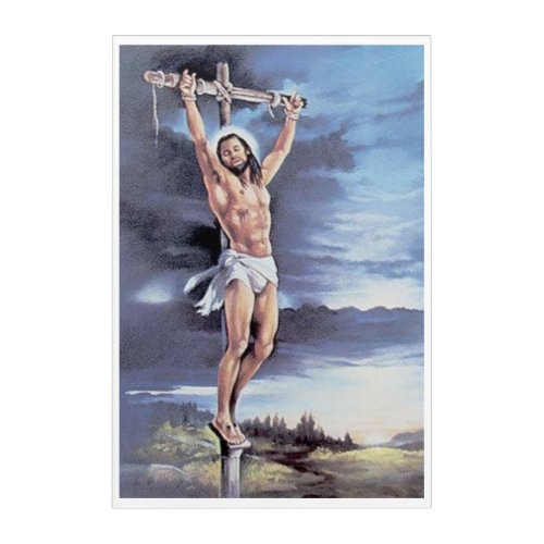 BLACK JESUS IN DREDS ON THE CROSS ACRYLIC PRINT