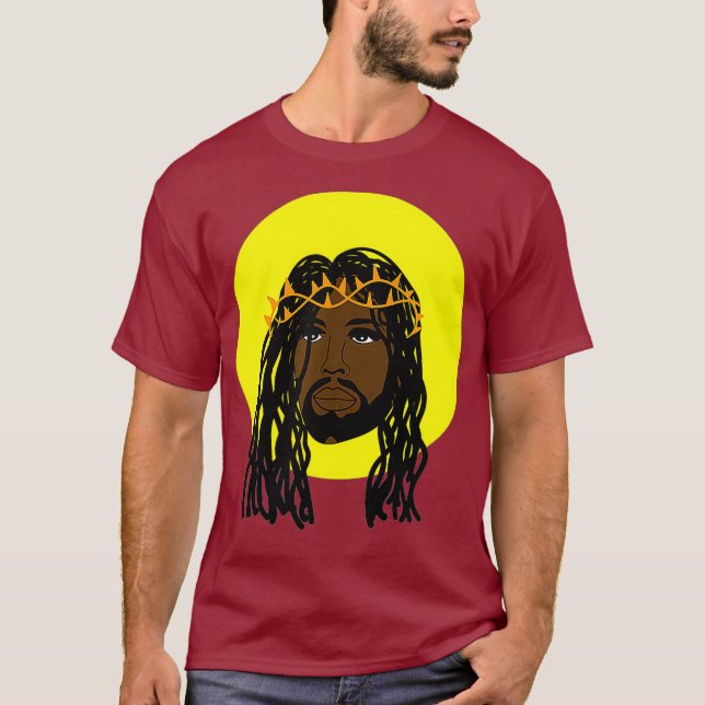 Black Jesus Locs African American Religious T-Shirt (Front)