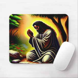 Black Jesus Praying in Gethsemane Mouse Pad