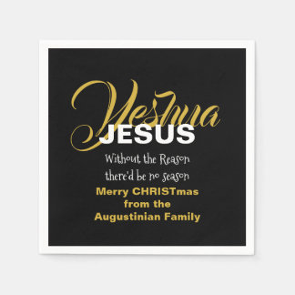 Black JESUS REASON SEASON Christmas Paper Napkins