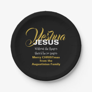 Black JESUS REASON SEASON Christmas Paper Plate