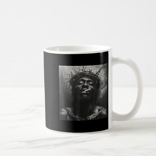 Black Jesus Smokes, Christianity, Church, Christ,  Coffee Mug (Right)