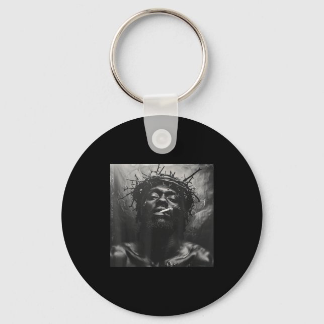 Black Jesus Smokes, Christianity, Church, Christ,  Keychain (Front)