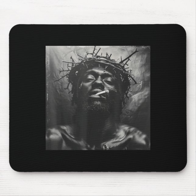 Black Jesus Smokes, Christianity, Church, Christ,  Mouse Pad (Front)