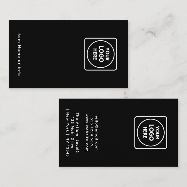 Black Jewelry Earring Display Card | Custom Logo  (Front/Back)