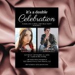 Black Joint Birthday Party Invitation<br><div class="desc">Throw a party your guests will never forget. Our modern black & white joint birthday party invitations are the perfect way to commemorate two people and their special day. Stunning and eye-catching, these invites feature a simple black background that can be changed to any color, two pristine photos of the...</div>