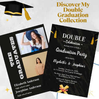 Black joint Celebration Graduation Party 2 photos Invitation