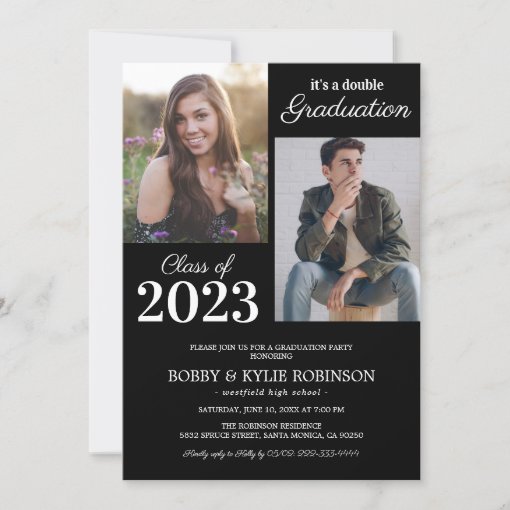 Black Joint Graduation Party Invitation 