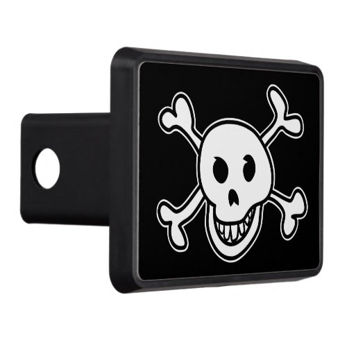 Black Jolly Roger pirate flag skull and bones Hitch Cover