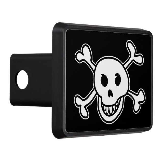 Black Jolly Roger pirate flag skull and bones Hitch Cover (Right)