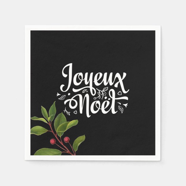 Black Joyeux Noel  Napkins (Front)
