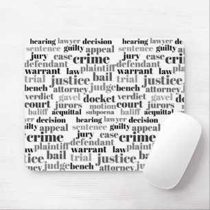 Black Judicial Text Word Cloud On White Mouse Pad