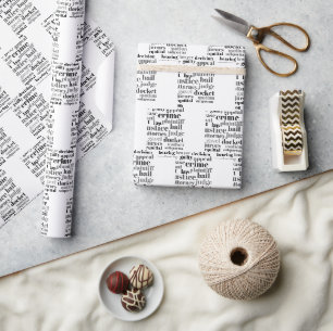 Black Judicial Text Word Cloud On White Wrapping Paper