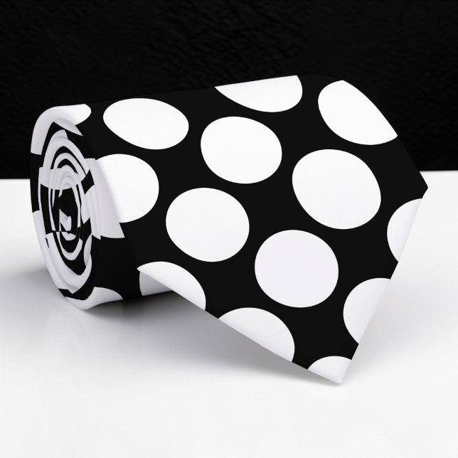 Black Jumbo Polka Dots Custom Necktie (Creator Uploaded)
