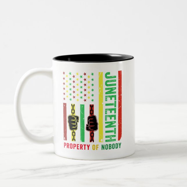 Black Juneteenth property Of Nobody 1865 Chain Mug (Left)