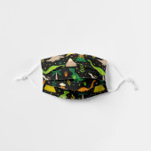Black Jungle Dinosaur Dino Party Kids' Cloth Face Mask (Front, Unfolded)