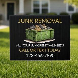 Black Junk Removal Service Sign