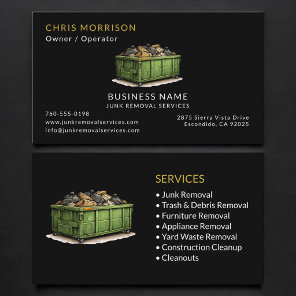 Black Junk Removal Services Professional Business Card