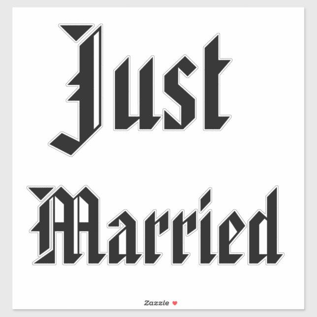 Black Just Married American Text Font, Sticker (Sheet)