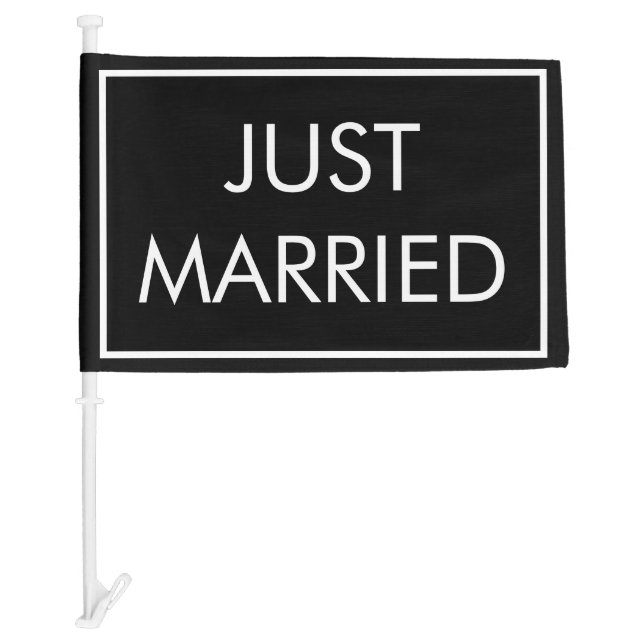 BLACK JUST MARRIED SIGN FLAG (Front)