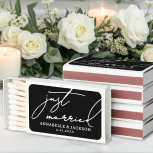 Black Just Married Wedding Matchbox Favors Matchboxes