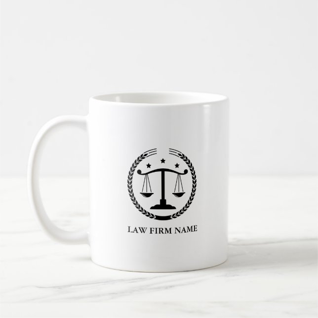 Black Justice Logo and Custom Text Coffee Mug (Left)