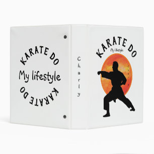 Black Karate Silhouette Rising Sun Martial Arts Mini Binder