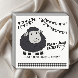 Black Kawaii Little Lamb Baby Shower Napkins