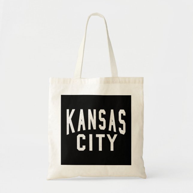 Black KC Kansas City Black & White Retro Basic Vin Tote Bag (Front)