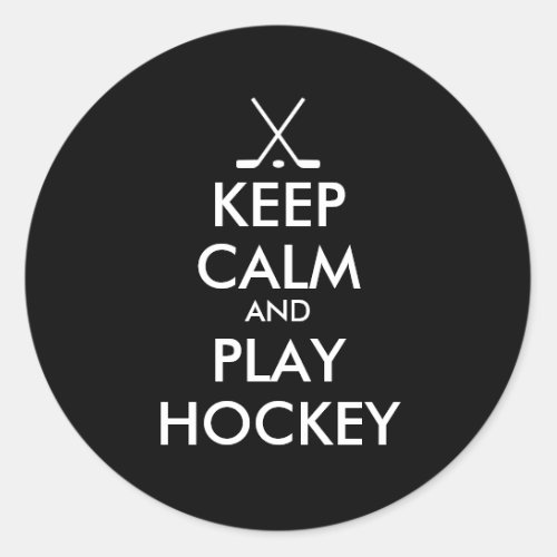 Black keep calm and play hockey stickers