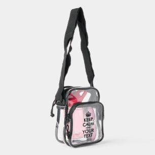Black Keep Calm and Your Text Clear Crossbody Bag