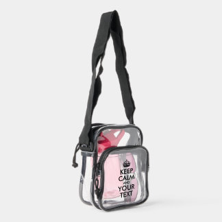 Black Keep Calm and Your Text Clear Crossbody Bag