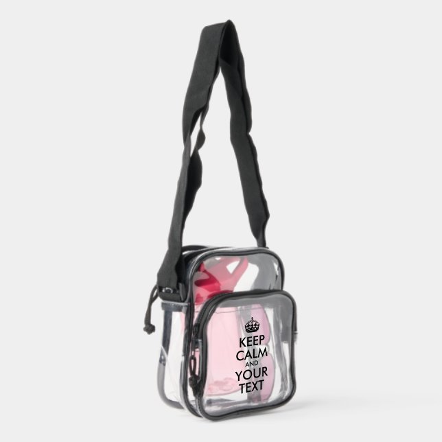 Black Keep Calm and Your Text Clear Crossbody Bag (Right)