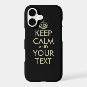 Black Keep calm iPhone case   Faux gold letters