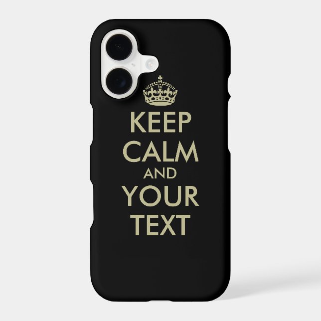 Black Keep calm iPhone case | Faux gold letters (Back)