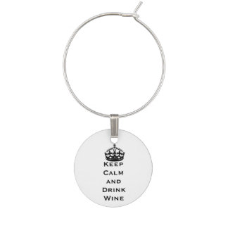 Black Keep Calm Wine Glass Charm