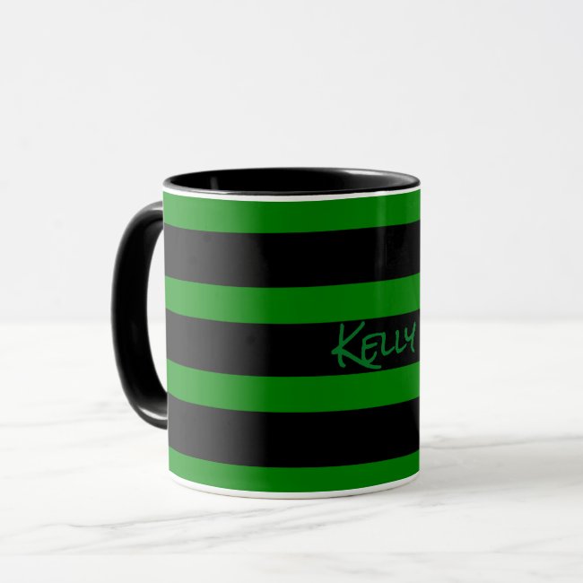 Black/Kelly Green Striped Pattern Add Your Name