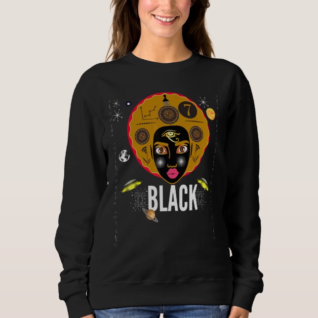 Black - Kemetic Egyptian Ankh Black Girl Magic Mel Sweatshirt (Front)