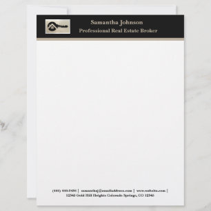 Black Key Champagne Glitter Realtor Professional Letterhead